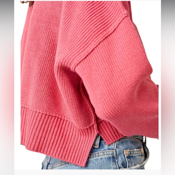 🔥1 LEFT!🔥Free People NWOT Easy Street Crop Pullover Sweater Size M & L in Pink - Picture 3 of 11